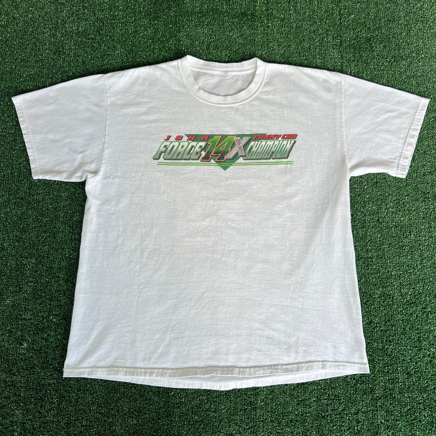 2006 Funny CarJohn Force White Signed T-Shirt - XL