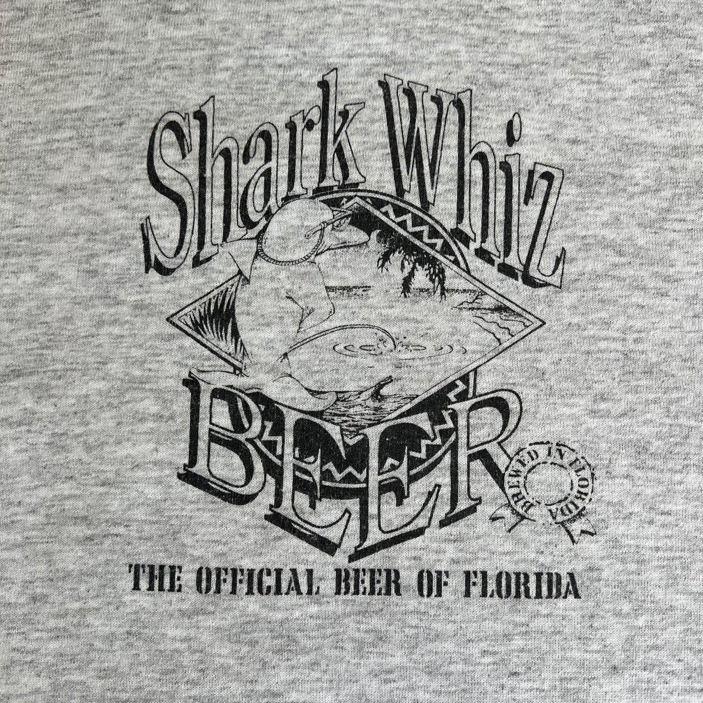 90s Shark Whiz Beer Florida Gray Single Stitch T-Shirt - XL