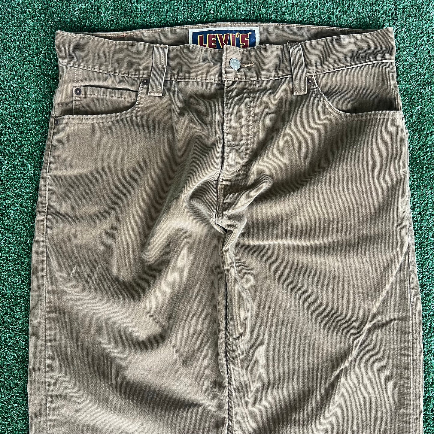 Y2K Levi's 549 Loose Baggy Straight Brown Corduroy Pants - 37x31.5 19" Opening