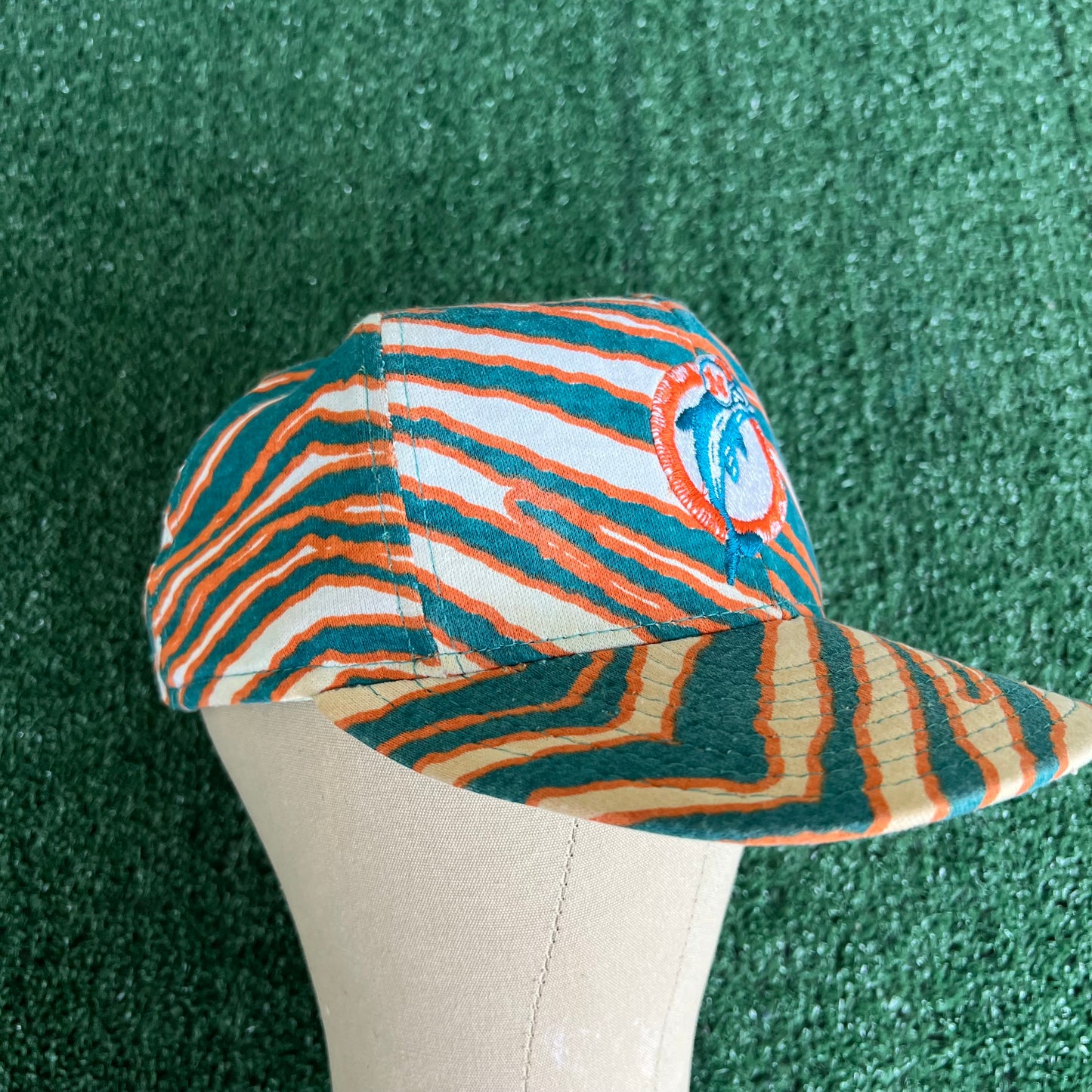 90s Zubaz Zebra Striped NFL Miami Dolphins Snapback Hat USA