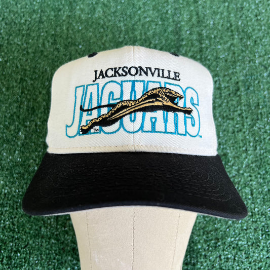 90s NFL Jacksonville Jaguars Banned Logo White Dome Snapback Hat