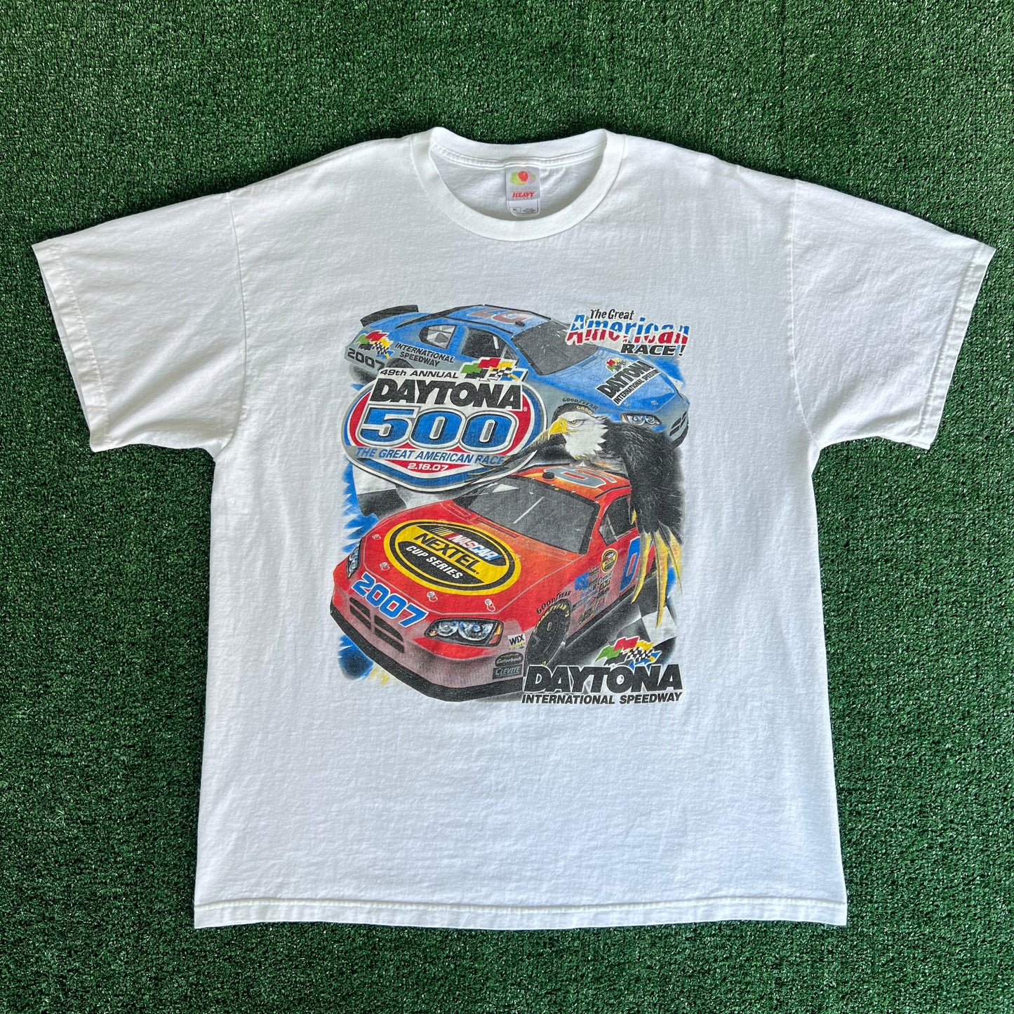 2007 Nascar Daytona 500 Dale Earnhardt White Double Sided T-Shirt - XL