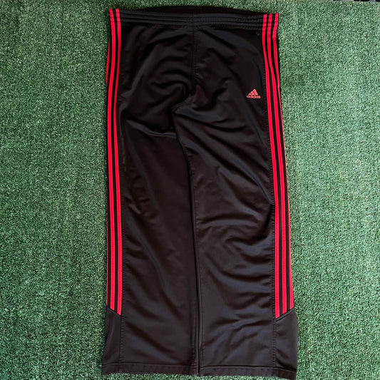 Adidas Baggy Wide-Leg Track Pants Black Red Stripe - 2XL 42x31" 21" Openings