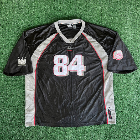 Y2K PNB Nation Hip Hop Baggy 84 Black Gray Football Jersey - XL 28x32"