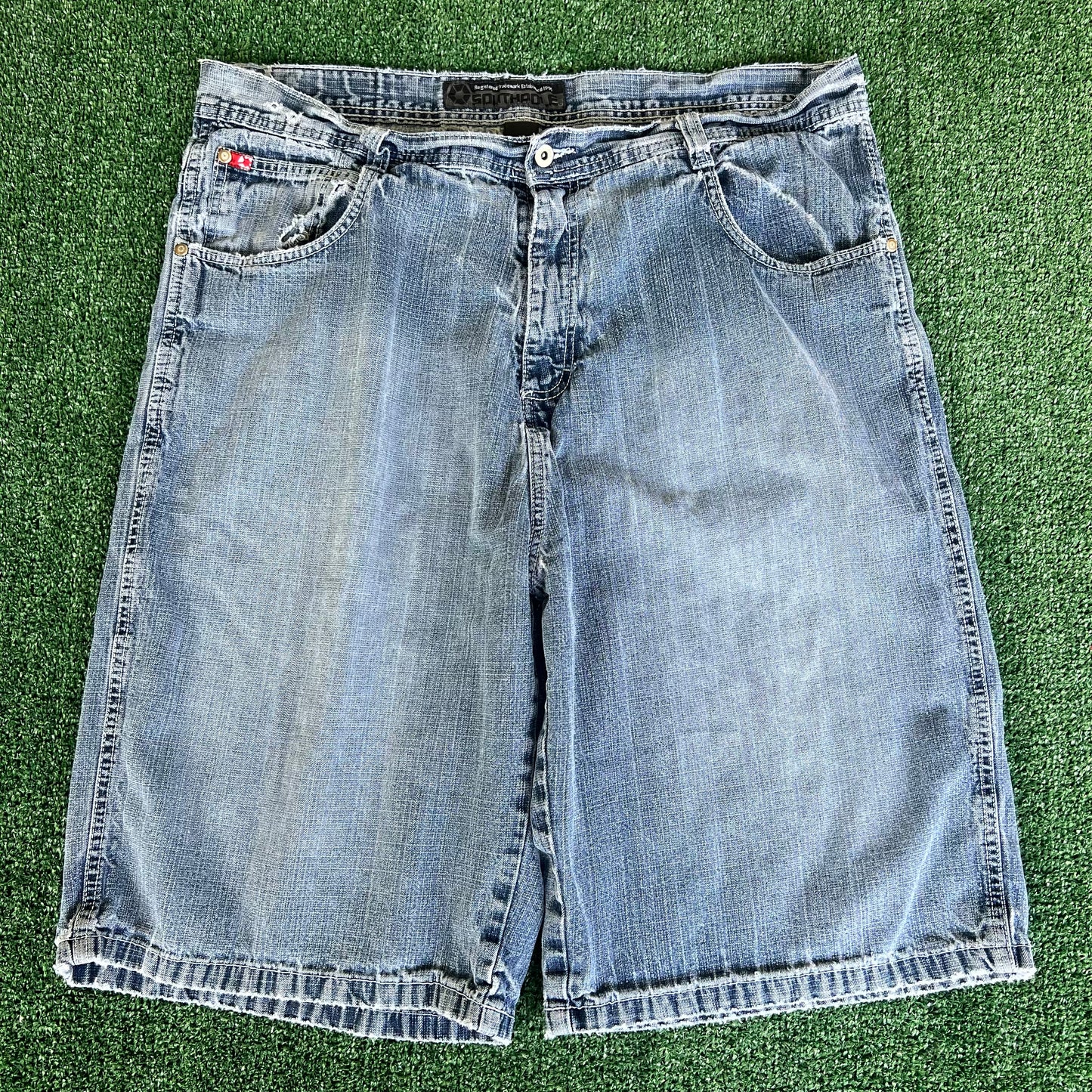 Y2K Southpole Baggy Light Wash Distressed Blue Jean Shorts - 41x13.25"