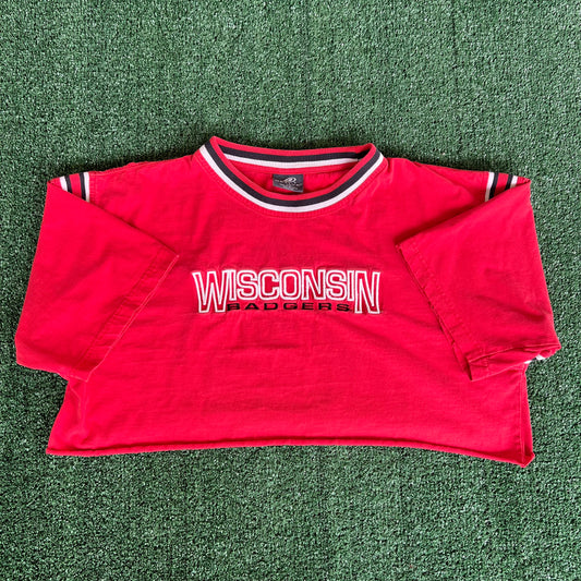 Women's Y2K Wisconsin Badgers Cropped Red T-Shirt - XL