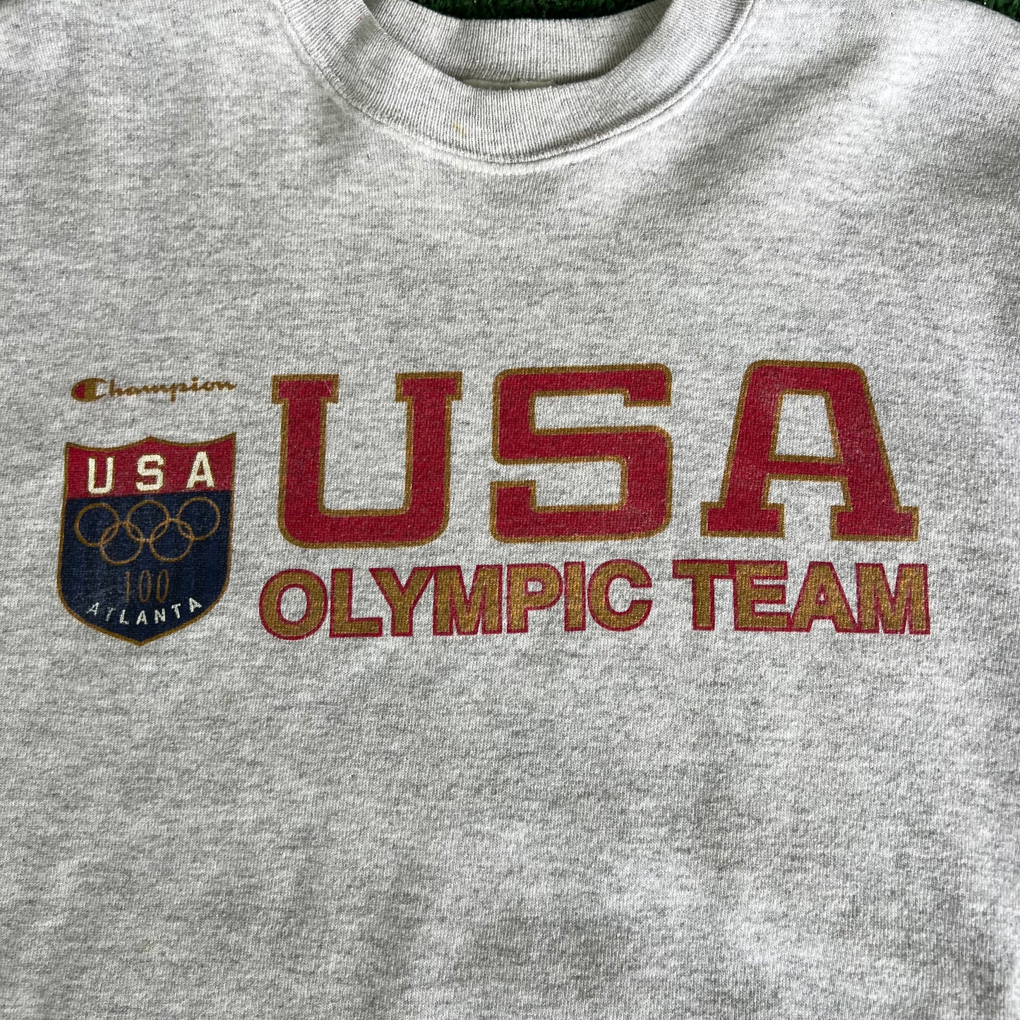 1996 Champion Atlanta Olympics USA Team Gray Sweatshirt - Small