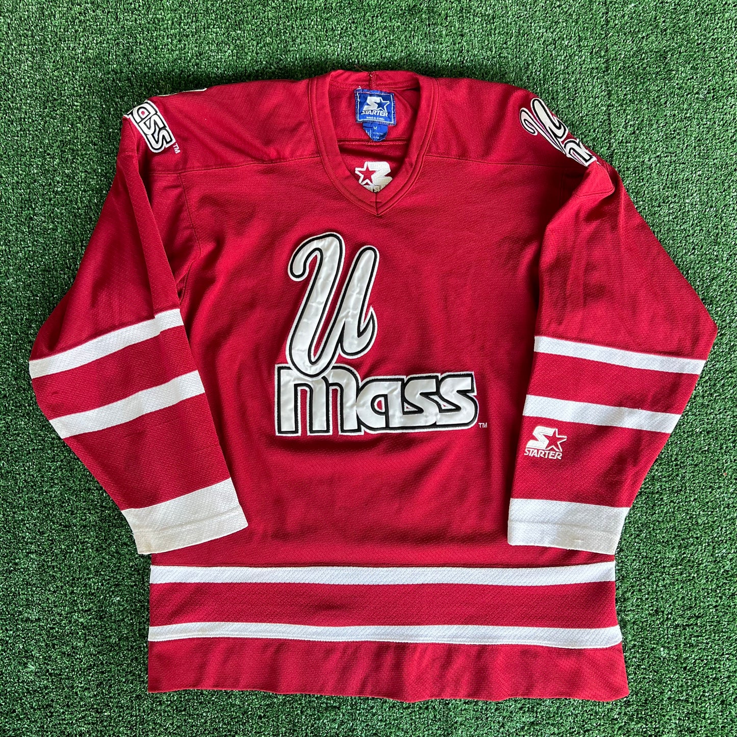 90s Starter UMass Minutemen Massachusetts Red Hockey Jersey - Medium