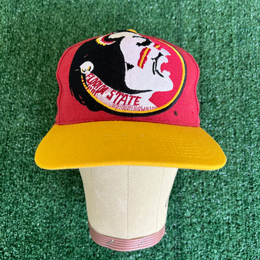 90s Apex One Big Logo Florida State Seminoles FSU Red Fitted Hat - 7 1/8