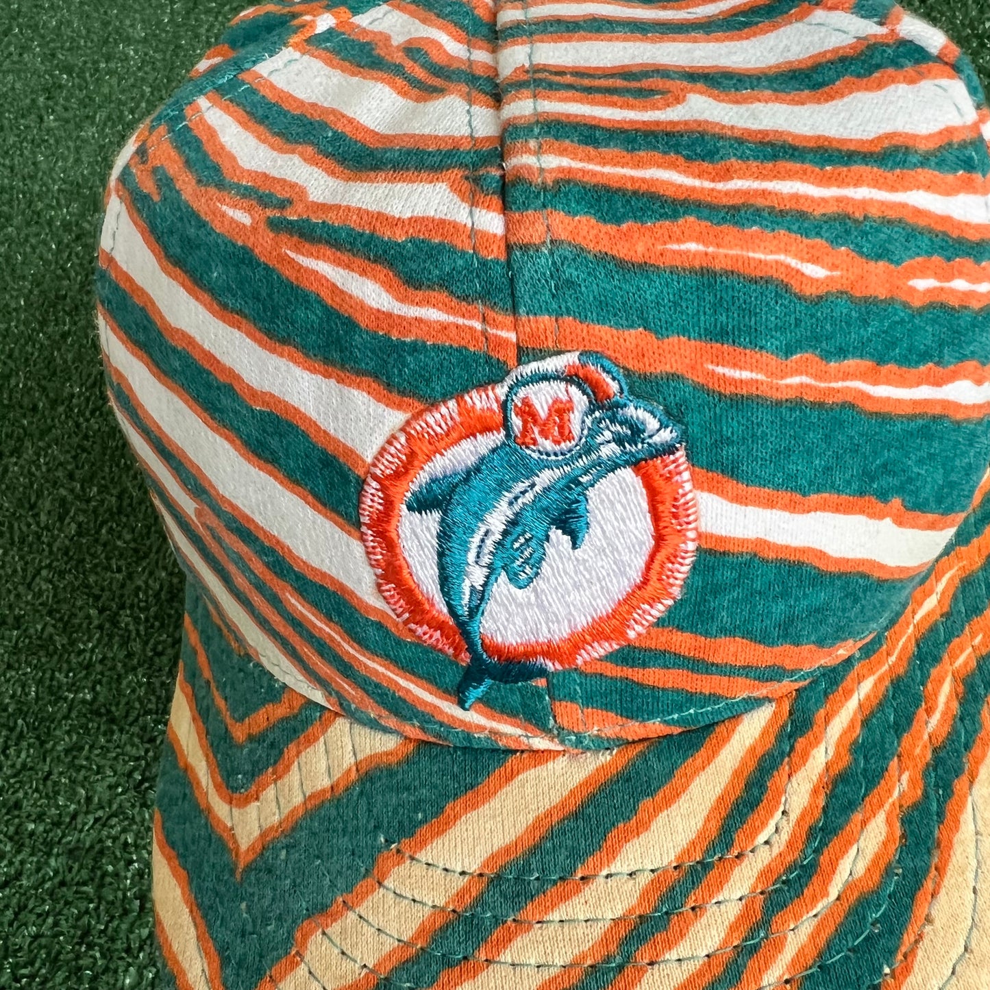 90s Zubaz Zebra Striped NFL Miami Dolphins Snapback Hat USA