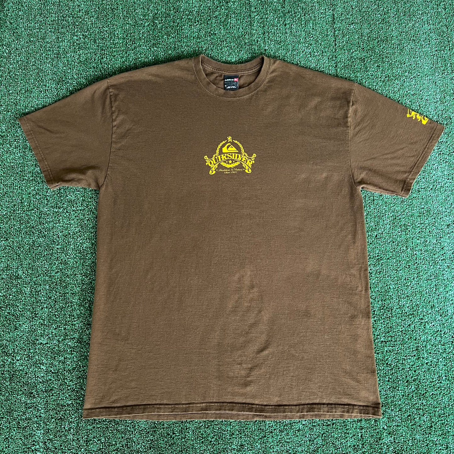 Y2K Quicksilver Surf Spellout Brown T-Shirt - XL