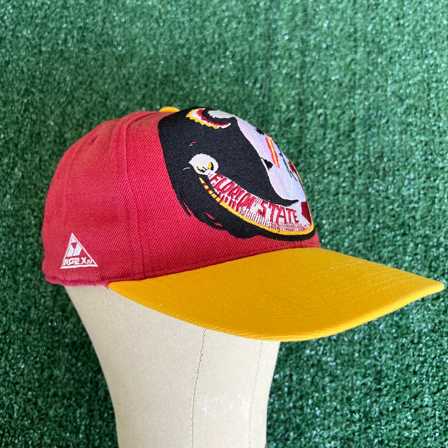 90s Apex One Big Logo Florida State Seminoles FSU Red Fitted Hat - 7 1/8