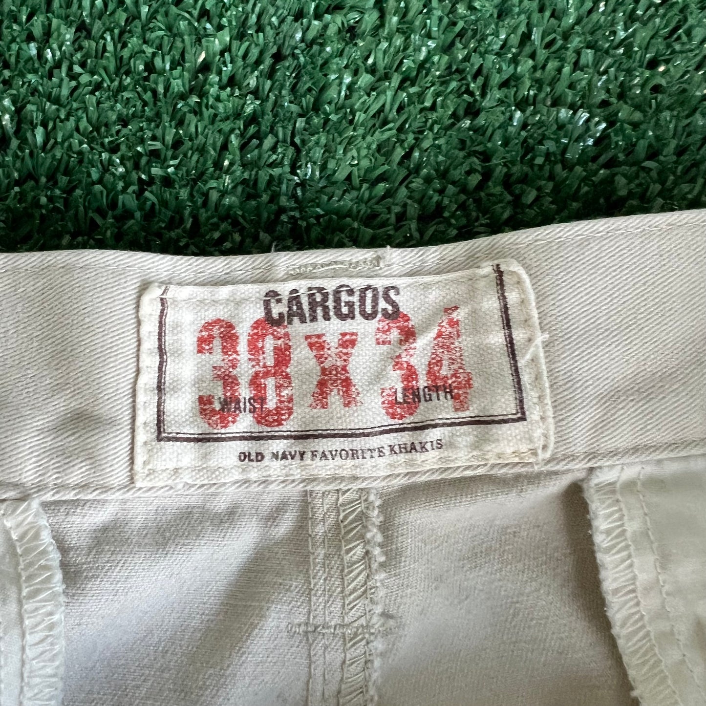 Y2K Old Navy Light Khaki Cargo Wide-Leg Baggy Pants - 39x31.5" 21" Opening