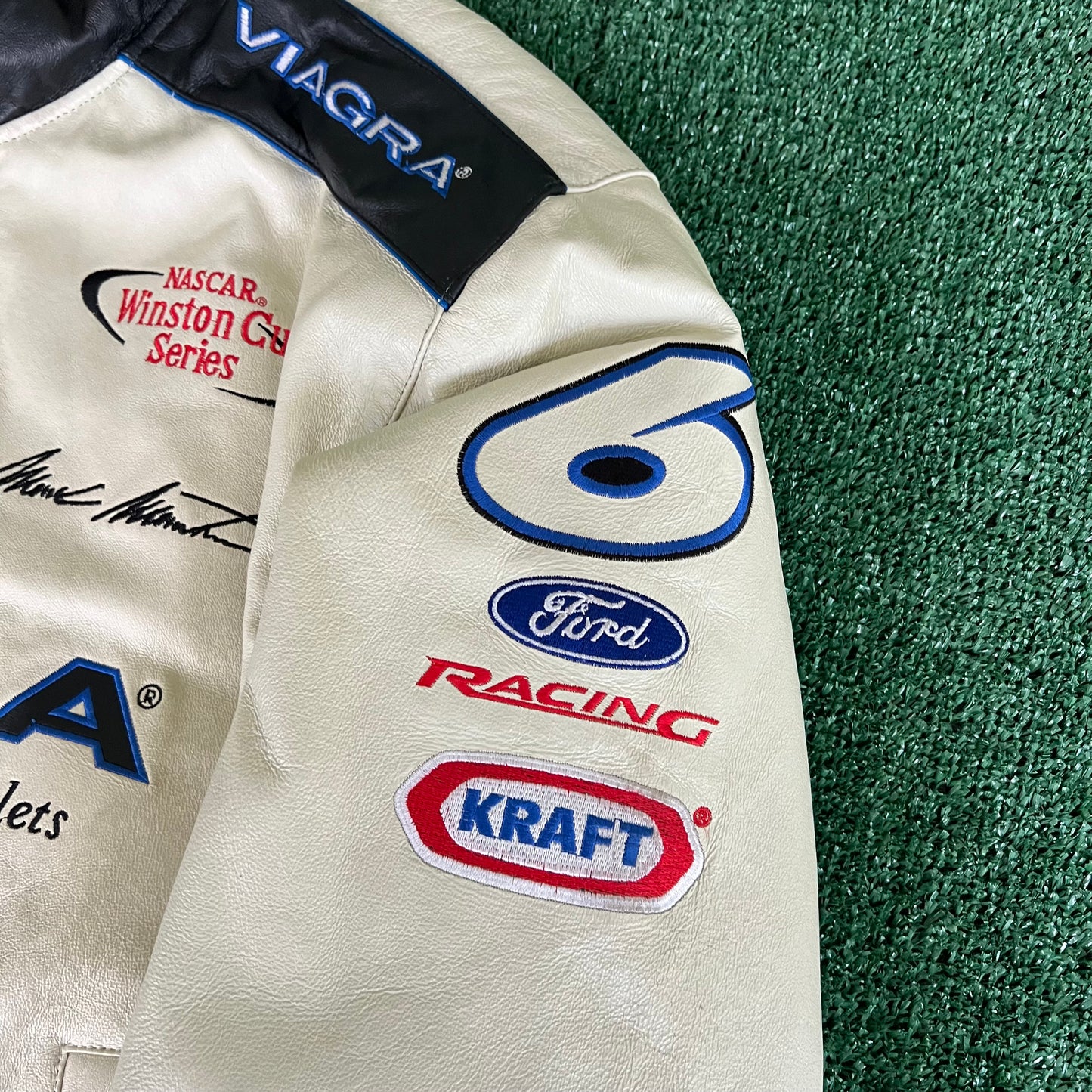 Y2K Nascar Mark Martin Viagra Leather Jacket - Large