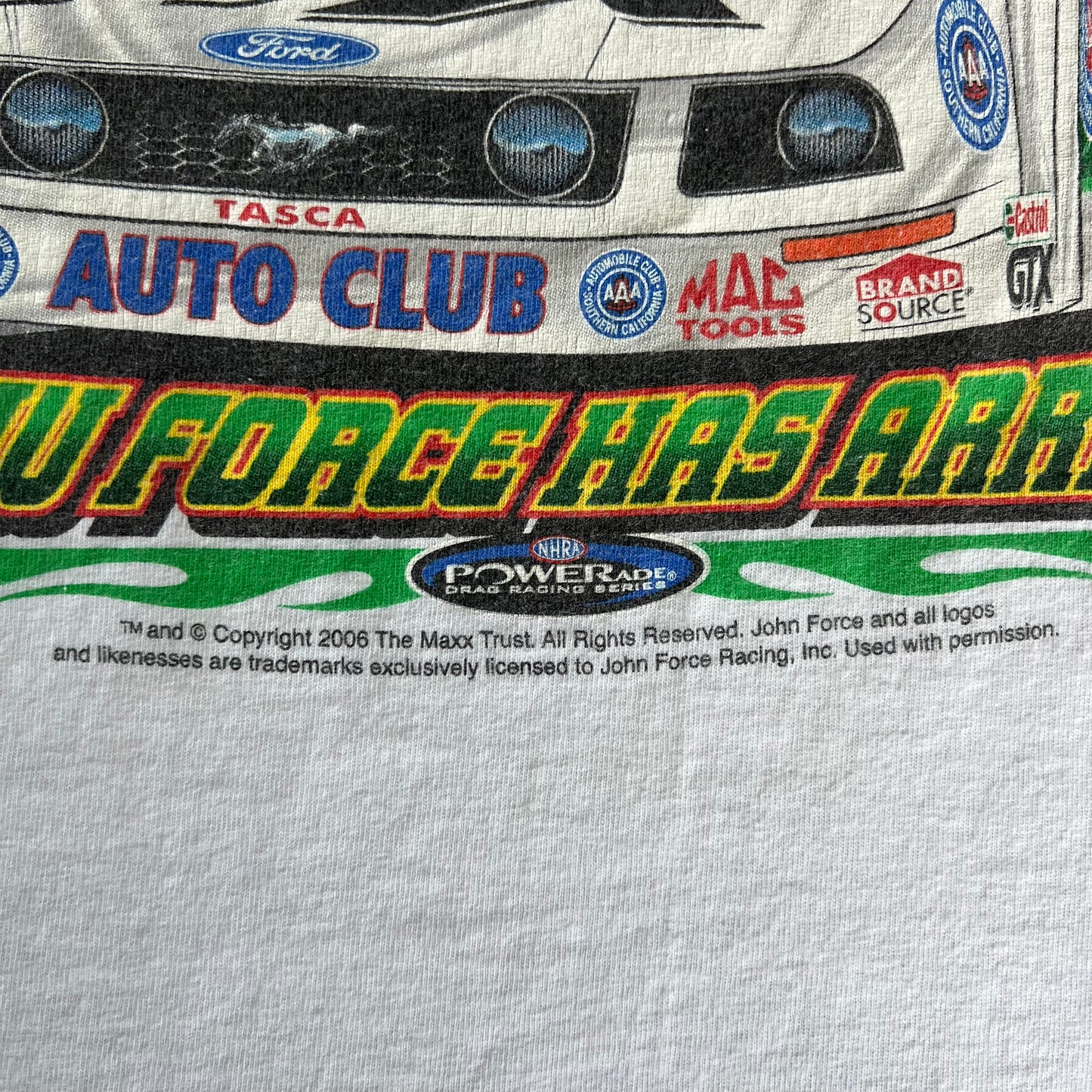 2006 Funny CarJohn Force White Signed T-Shirt - XL