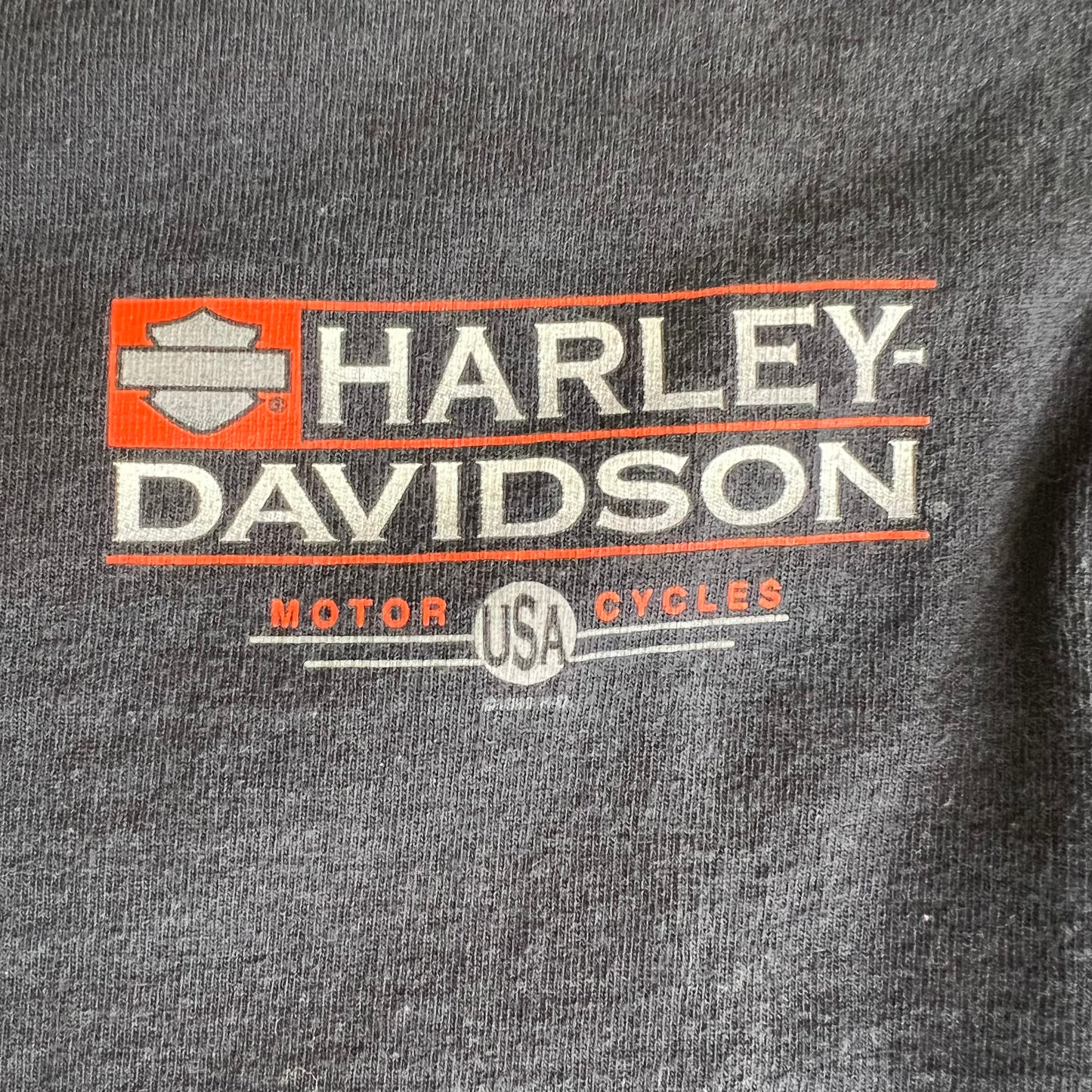 90s Harley Davidson Henley Cropped Long Sleeve T-Shirt - Medium