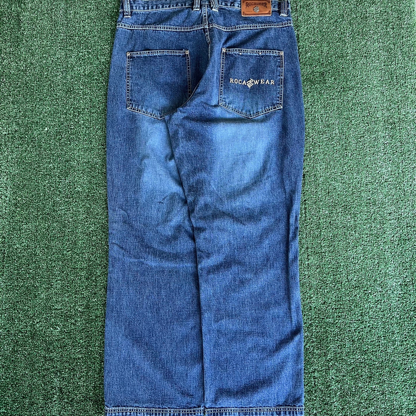 Y2K Rocawear Blue Baggy Wide-Leg Jeans - 39x33.25" 20" Openings