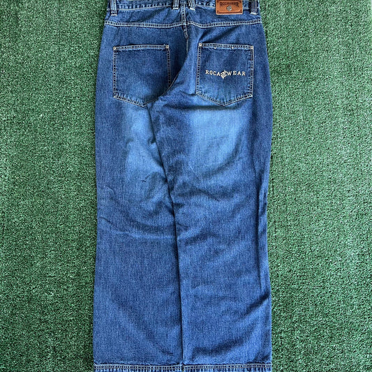 Y2K Rocawear Blue Baggy Wide-Leg Jeans - 39x33.25" 20" Openings