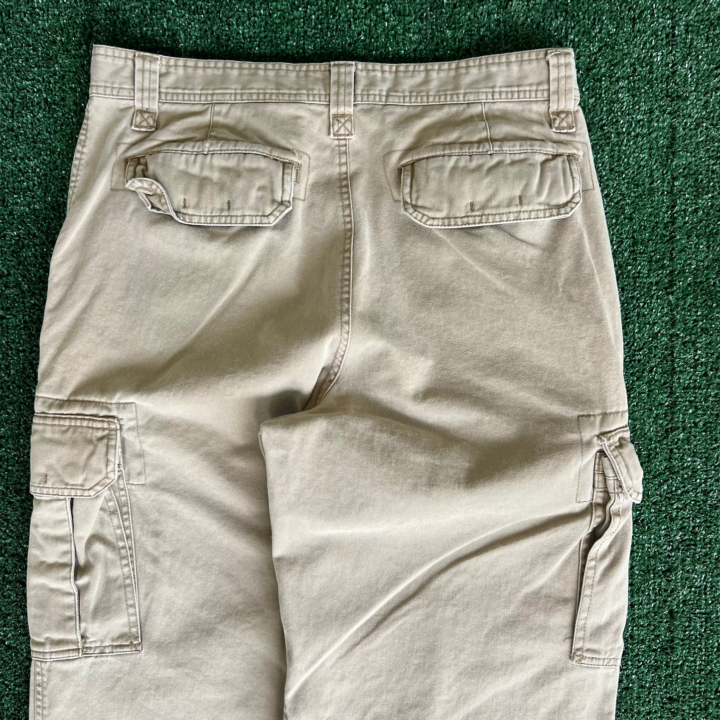 Y2K Old Navy Baggy Cargo Khaki Pants - 32x31.25" 18" Openings