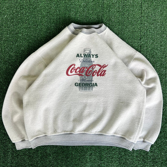 90s Coca-Cola Atlanta Bottle Logo Gray Sweatshirt - XL