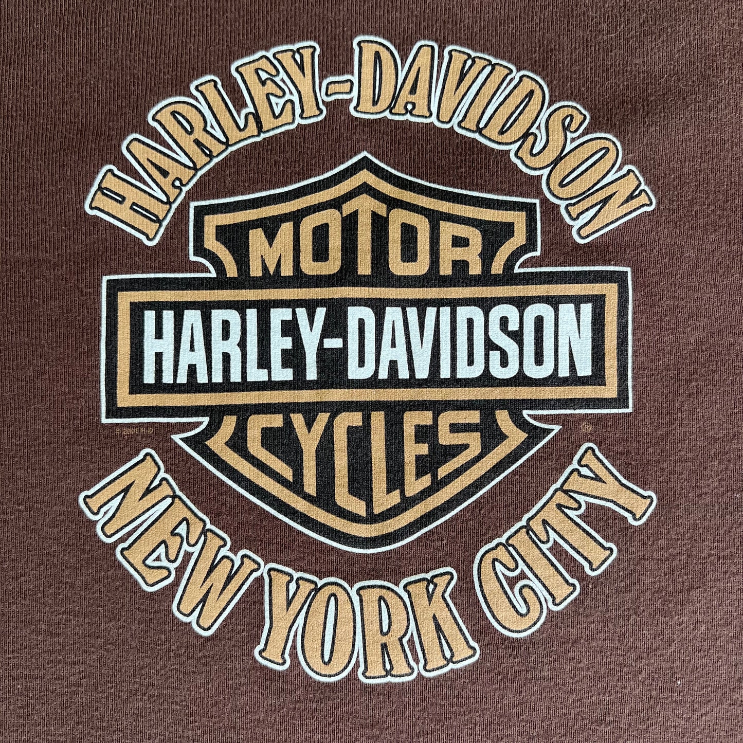 Women's Y2K Harley-Davidson Brown Gold Tribal V-Neck Long Sleeve T-Shirt - Medium