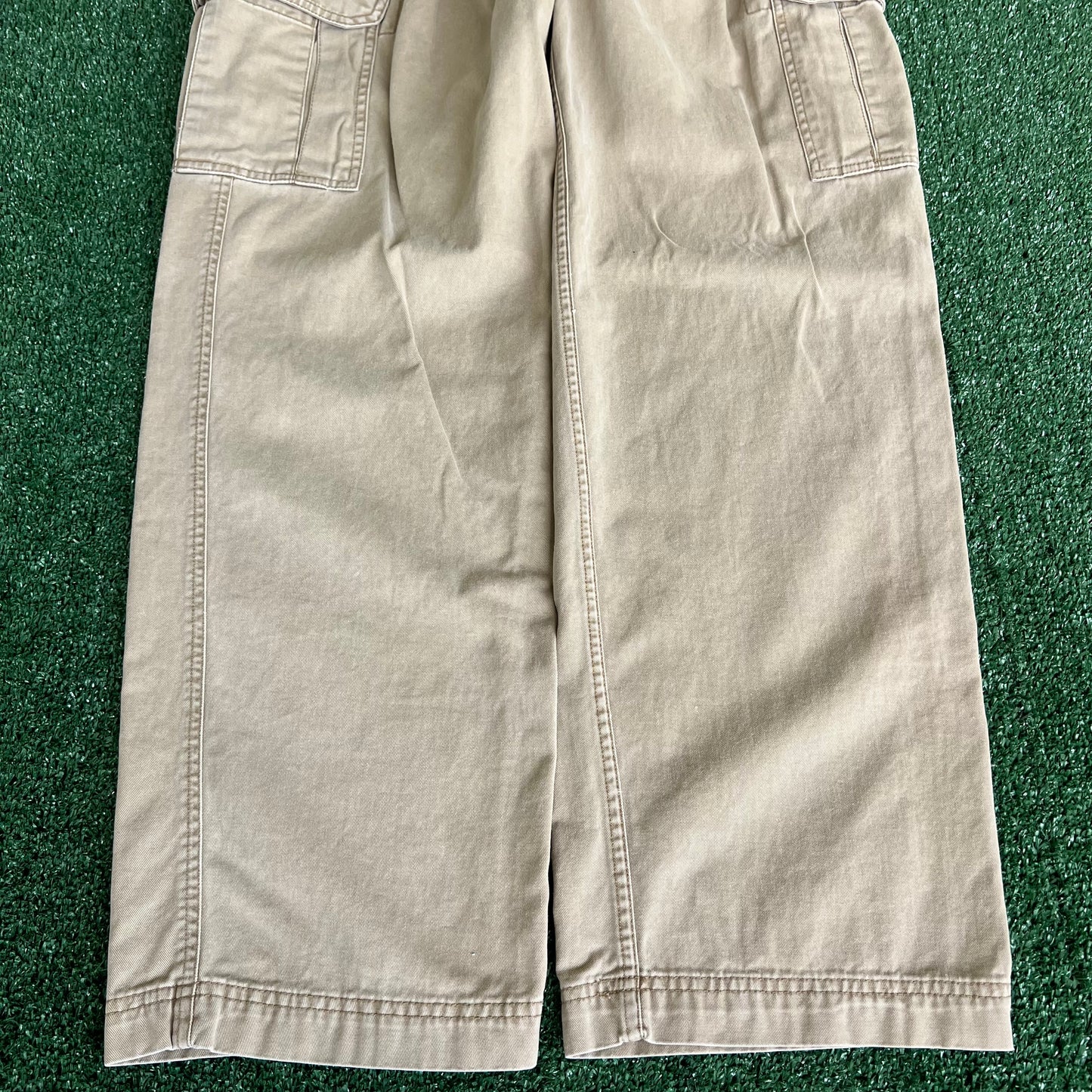 Y2K Old Navy Baggy Cargo Khaki Pants - 32x31.25" 18" Openings