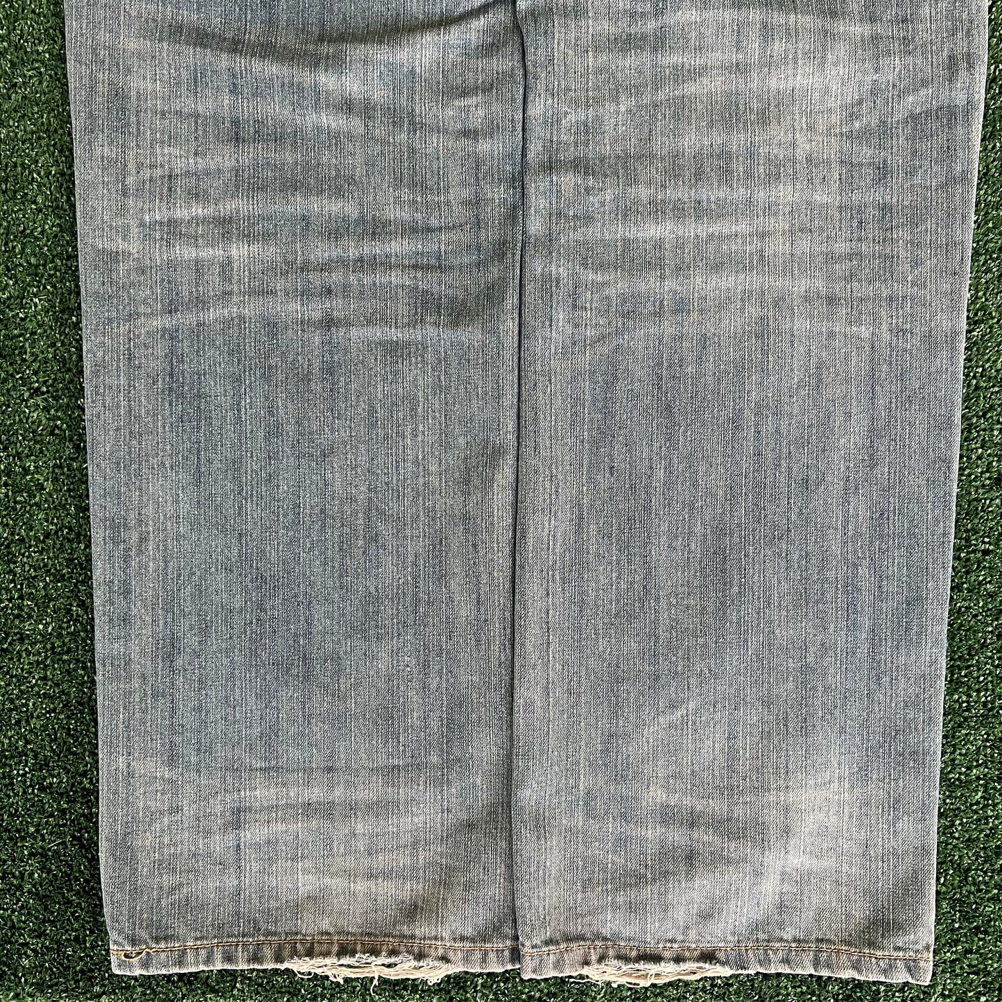 Y2K GLB Flap Pockets Baggy Straight Light Wash Blue Jeans - 39x32.5" 19" Openings