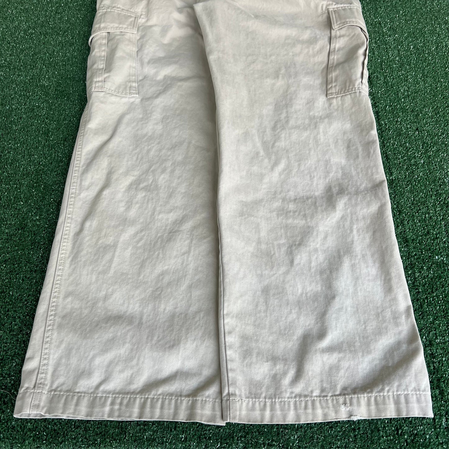 Y2K Old Navy Light Khaki Cargo Wide-Leg Baggy Pants - 39x31.5" 21" Opening