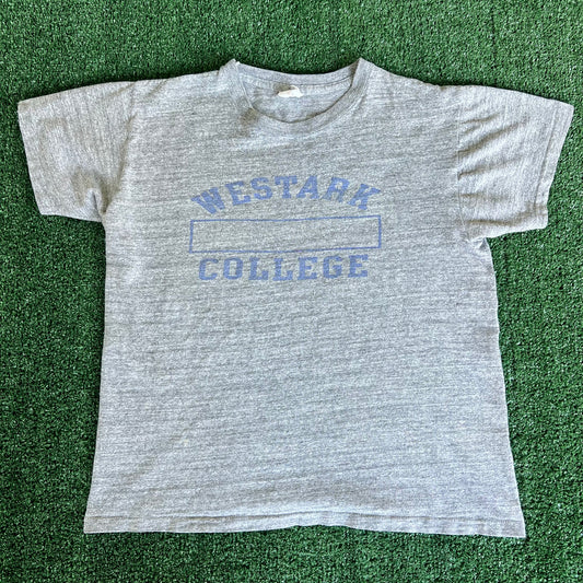 70s Collegiate Pacificgray Westark College Gray T-Shirt Medium 19.5x22"