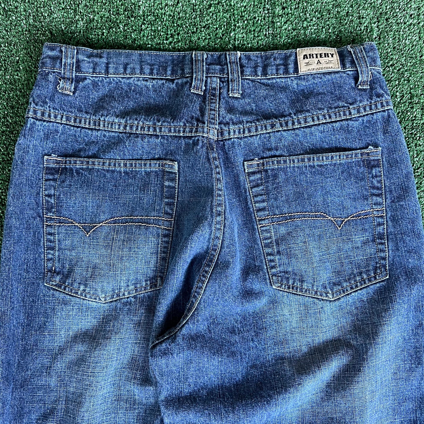 Y2K Artery Baggy Long Blue Jean Shorts - 33x20.75"