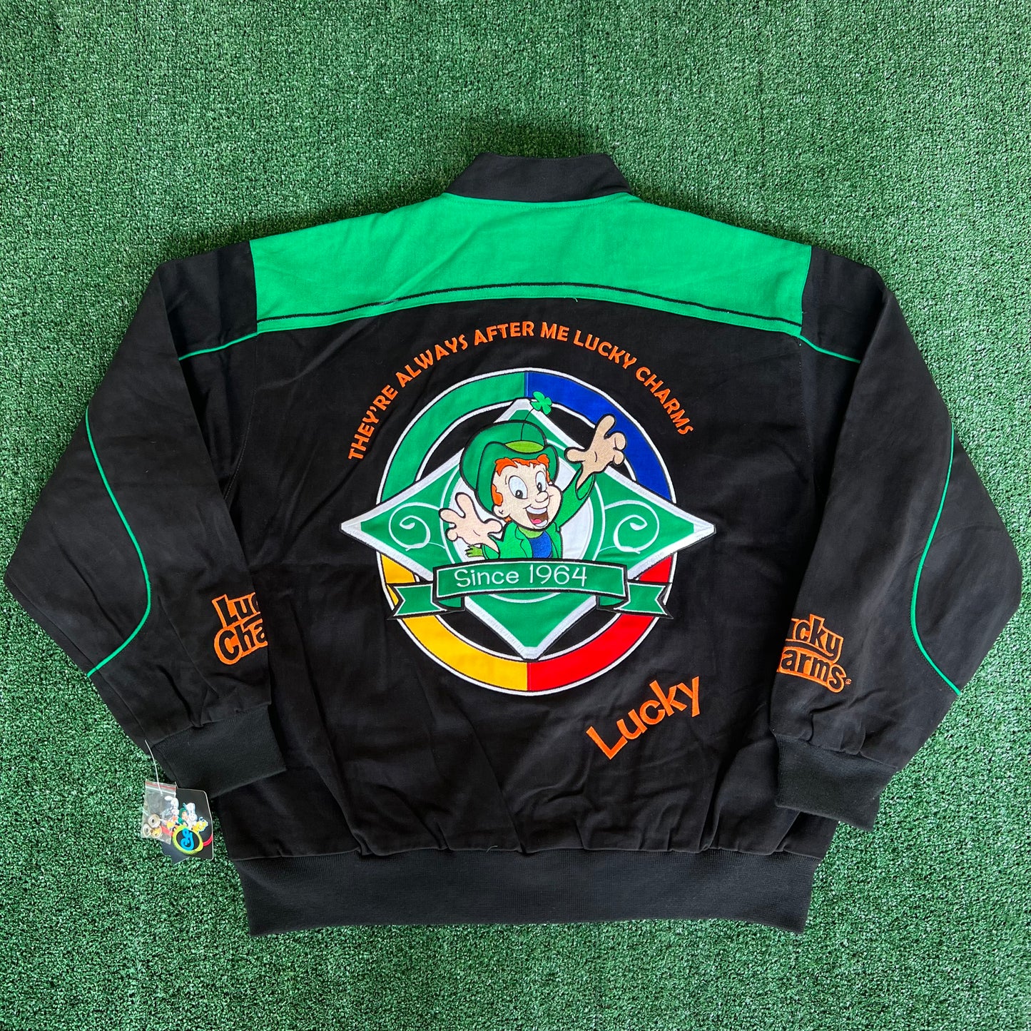 Y2K NOS Nascar Lucky Charms Black Racing Jacket - 2XL