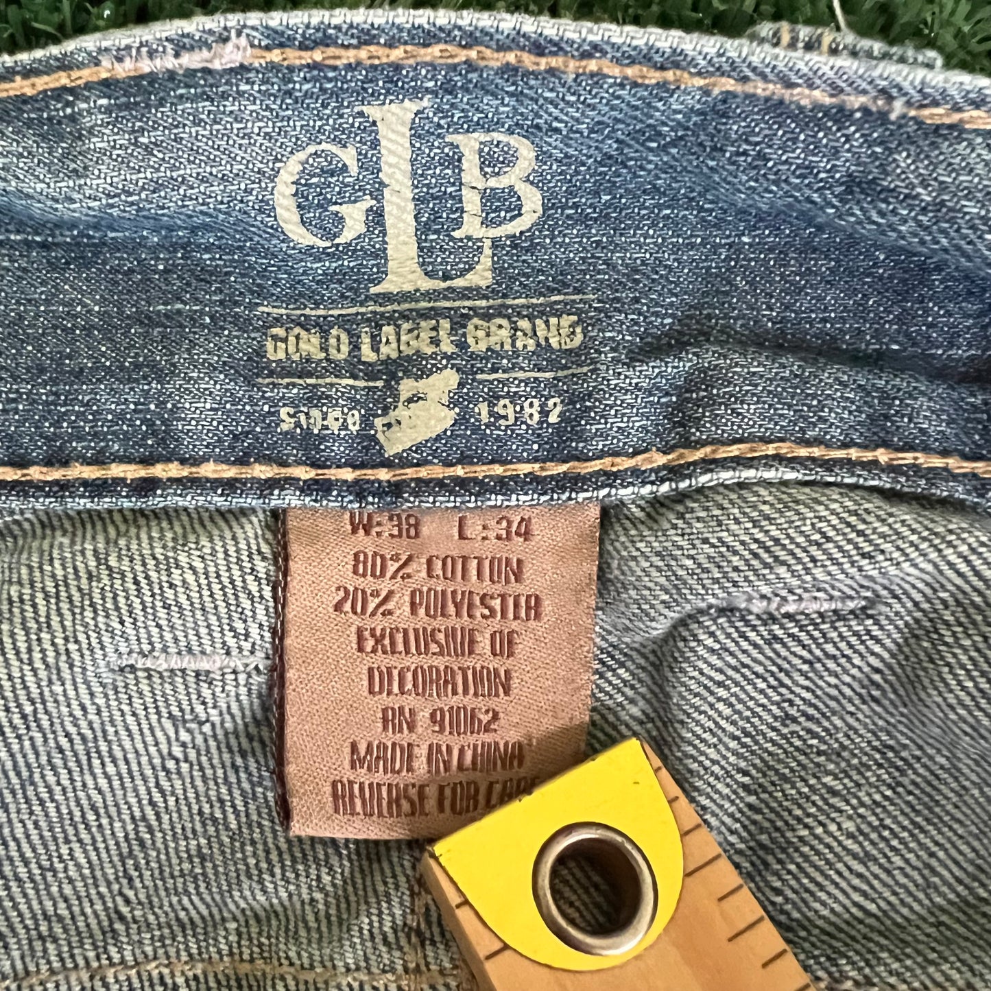 Y2K GLB Flap Pockets Baggy Straight Light Wash Blue Jeans - 39x32.5" 19" Openings