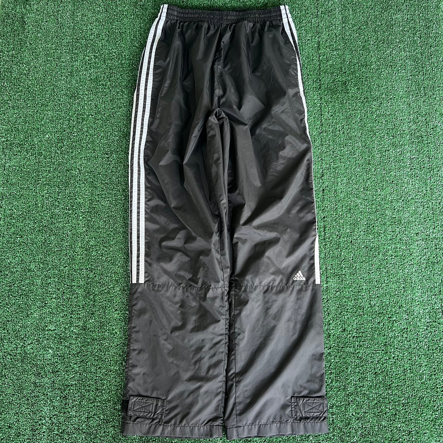 Y2K Adidas Black White Stripe Baggy Pants - XL 27.5x31.75" 19" Opening