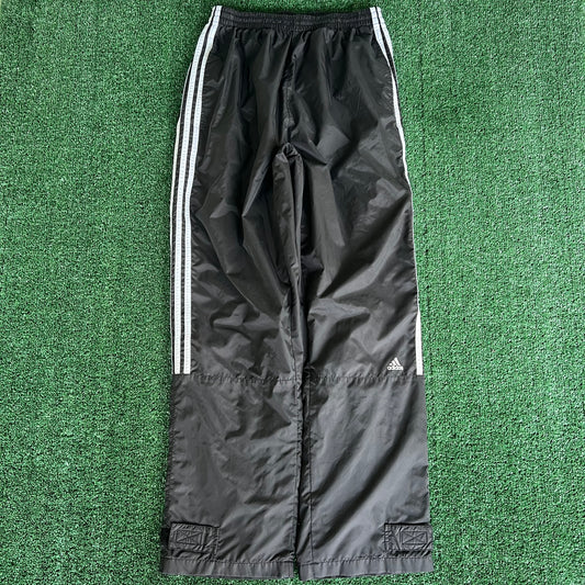 Y2K Adidas Black White Stripe Baggy Pants - XL 27.5x31.75" 19" Opening