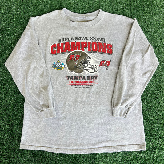 2003 NFL Tampa Bay Buccaneers Gray Long Sleeve T-Shirt - Large