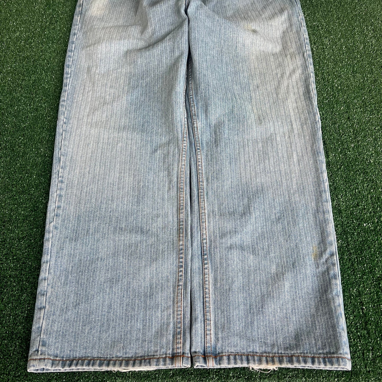 Y2K Phat Farm Light Vertical Striped Baggy Wide-Leg Jeans - 41x31" 20.5" Opens