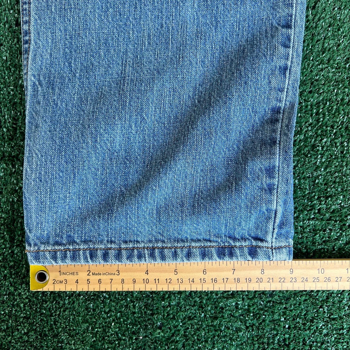 Y2K Axist Baggy Straight Light Wash Blue Jeans - 35x31.5" 18" Openings