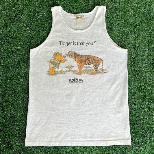 90s Disney Winnie the Pooh "Tigger, Is That You?" White Tank Top Shirt - Medium