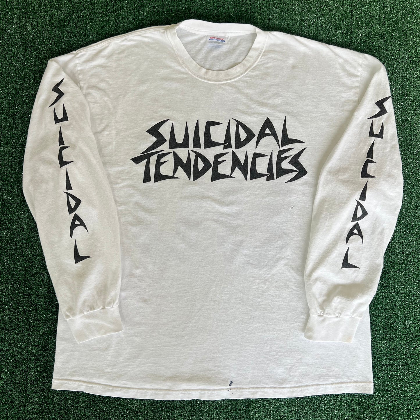 90s Suicidal Tendencies OG Punk Metal Band White Long Sleeve T-Shirt - XL