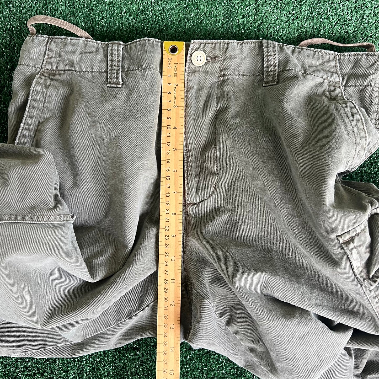 Y2K Express Baggy Green Cargo Wide-Leg Pants - 35x28.5"