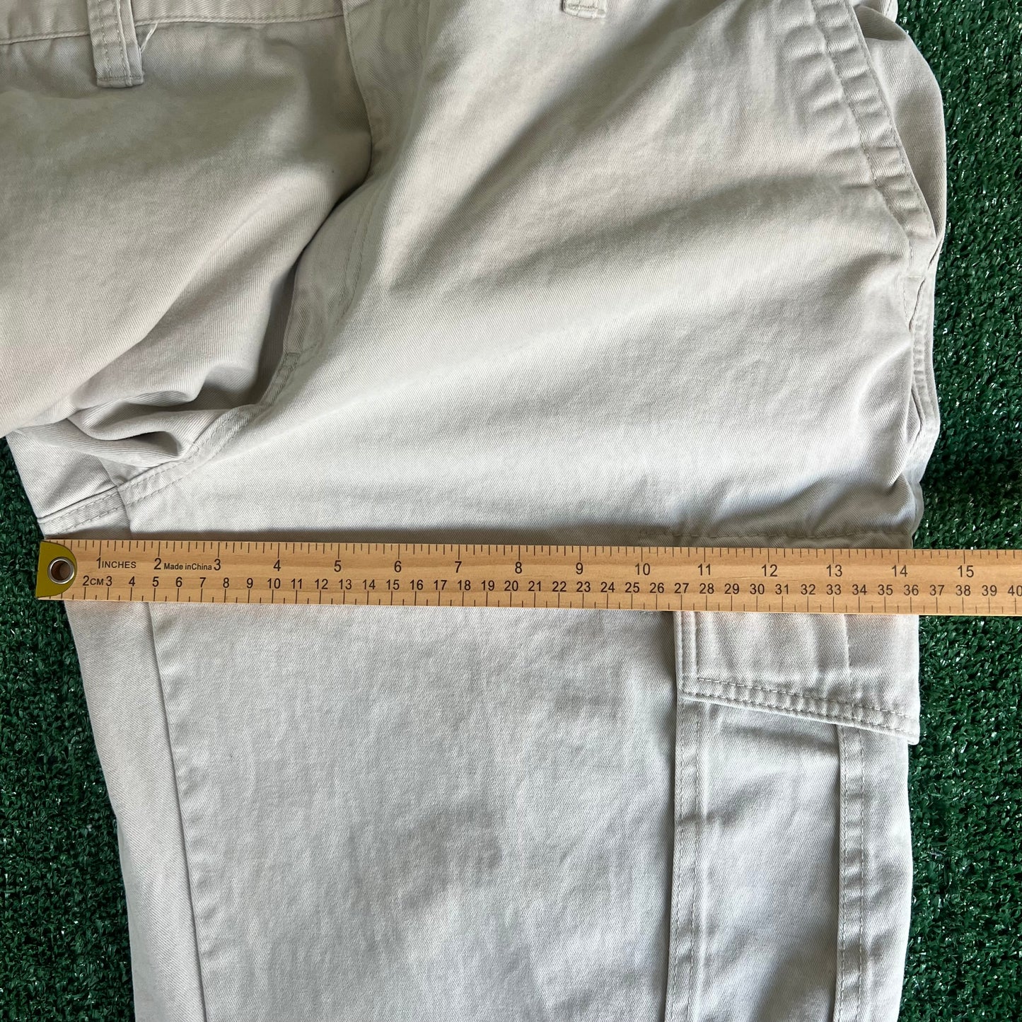 Y2K Old Navy Light Khaki Cargo Wide-Leg Baggy Pants - 39x31.5" 21" Opening