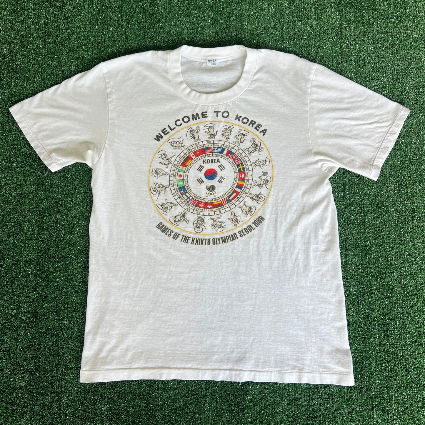 1988 Seoul Olympics Hodori Tiger White T-Shirt - Small