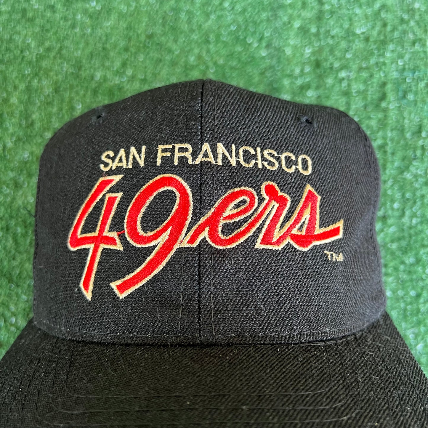 90s Sports Specialties NFL San Franscisco 49ers Black Script Snapback Hat