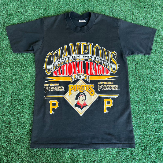 1991 MLB Pittsburgh Pirates East National League Champs Black T-Shirt - Small