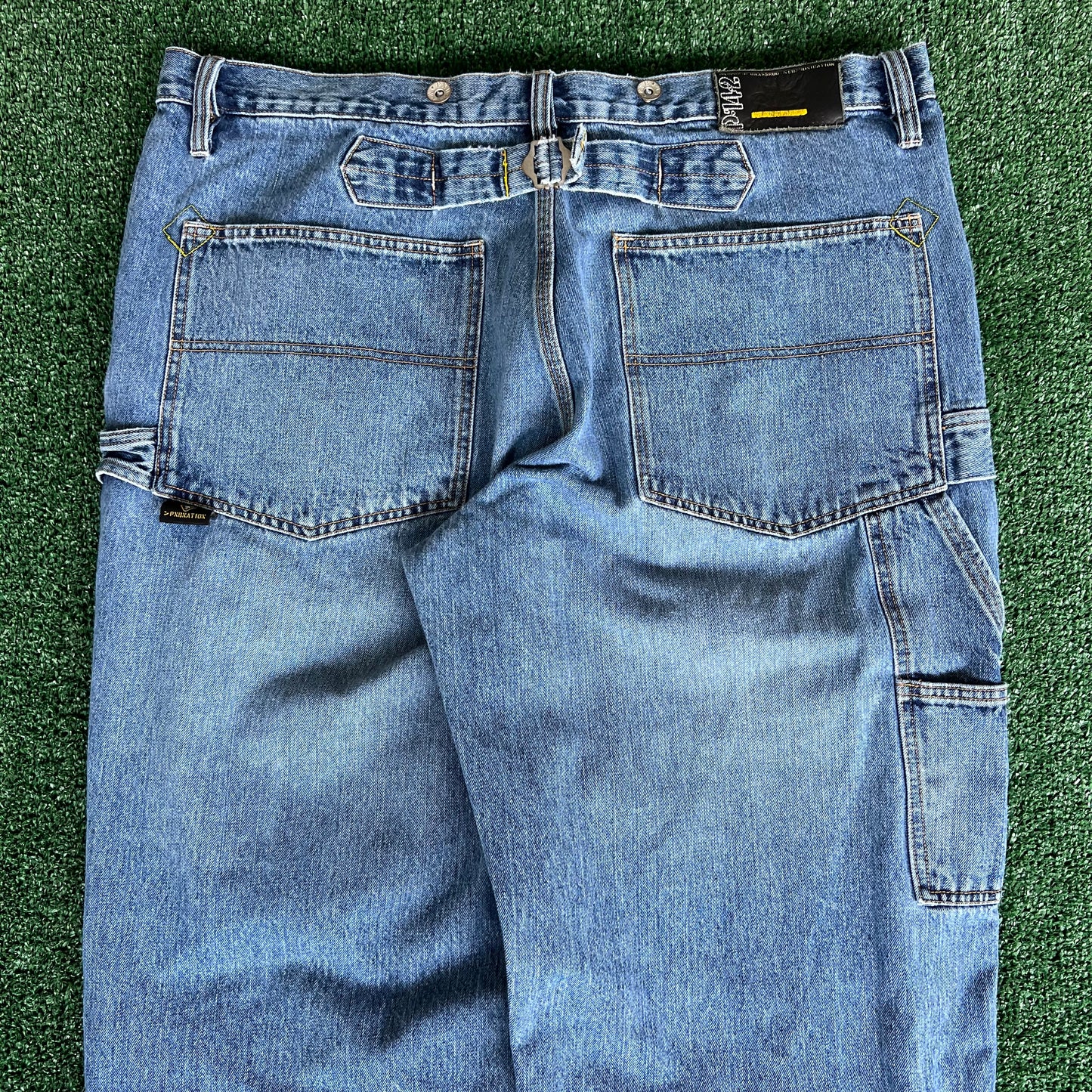 Y2K PNB NATION Double Knee Carpenter Blue Jeans - 41x30 19" Openings