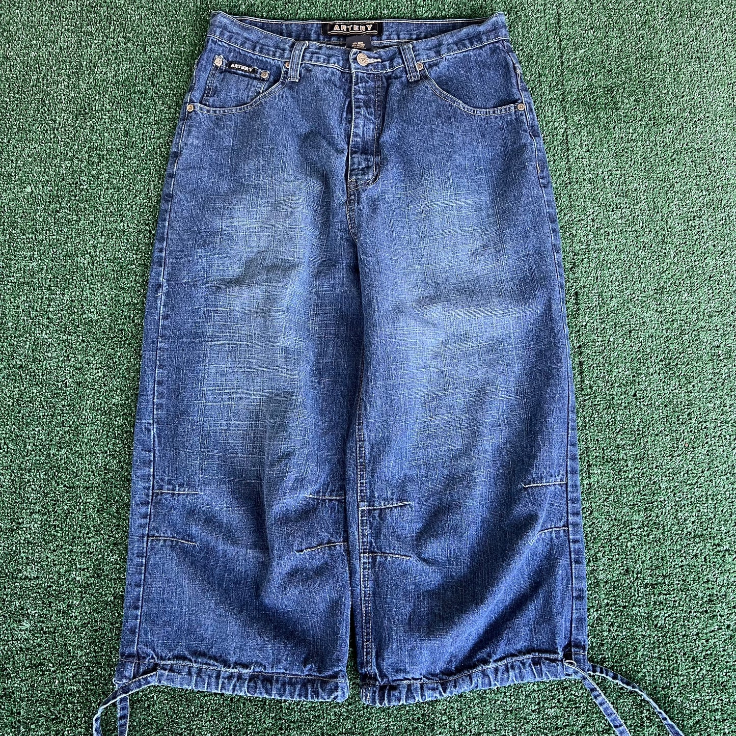 Y2K Artery Baggy Long Blue Jean Shorts - 33x20.75"