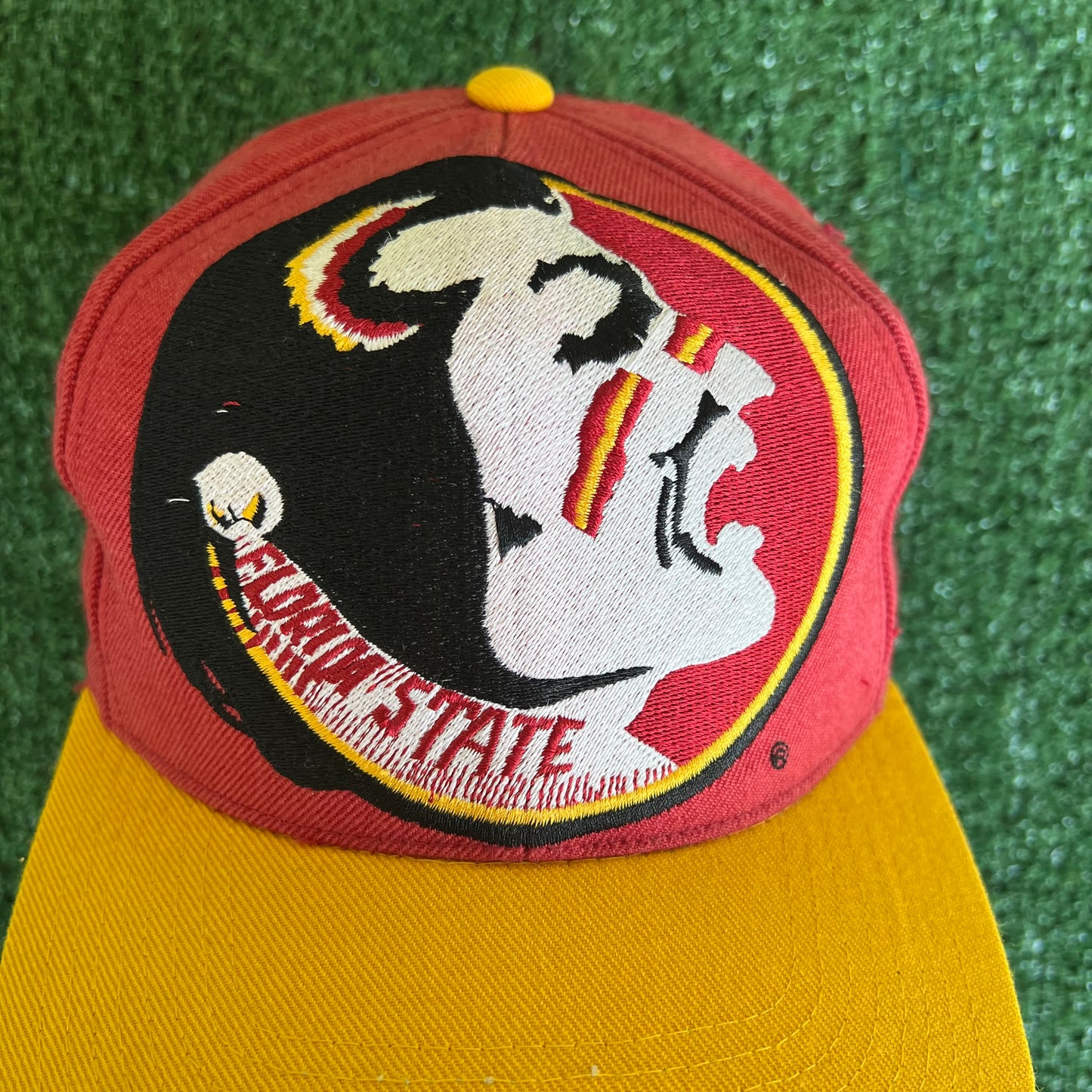 90s Apex One Big Logo Florida State Seminoles FSU Red Fitted Hat - 7 1/8