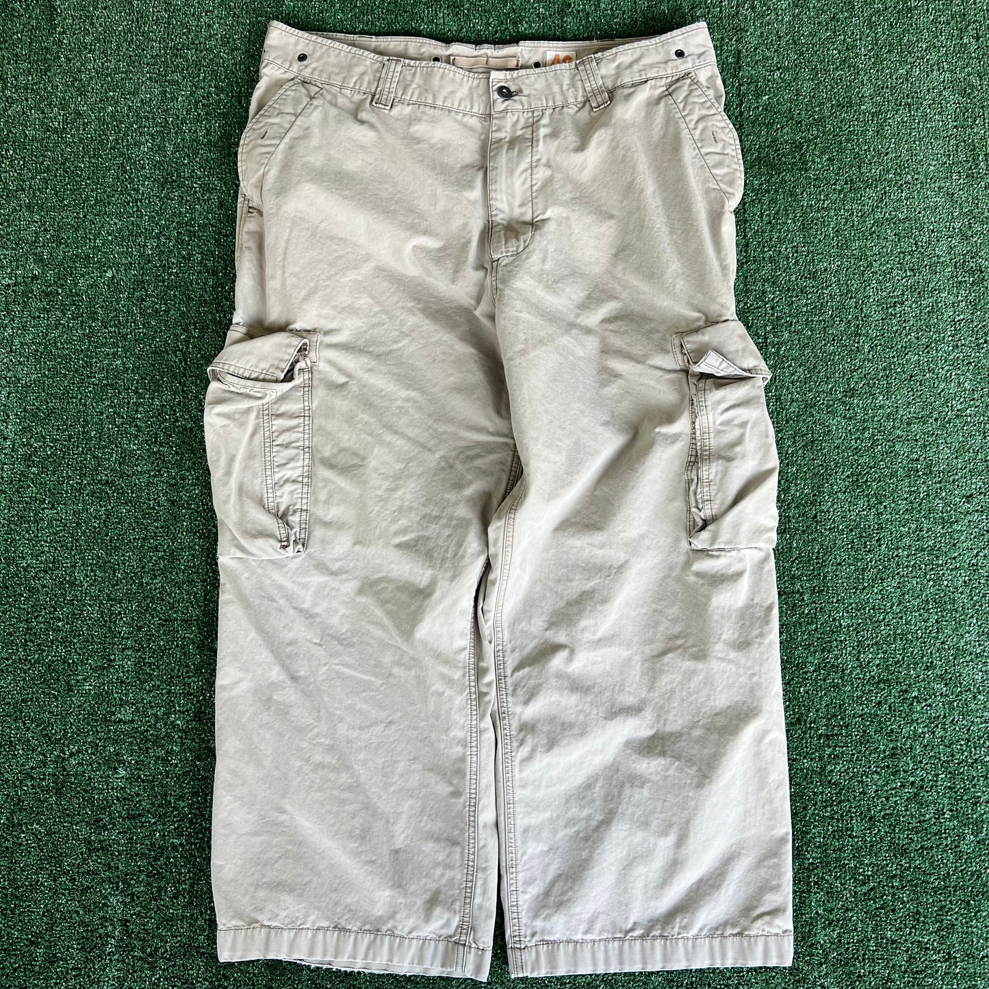 Y2K Old Navy Cargo Khaki Cargo Canvas Pants - 41x28.75" 23" Openings