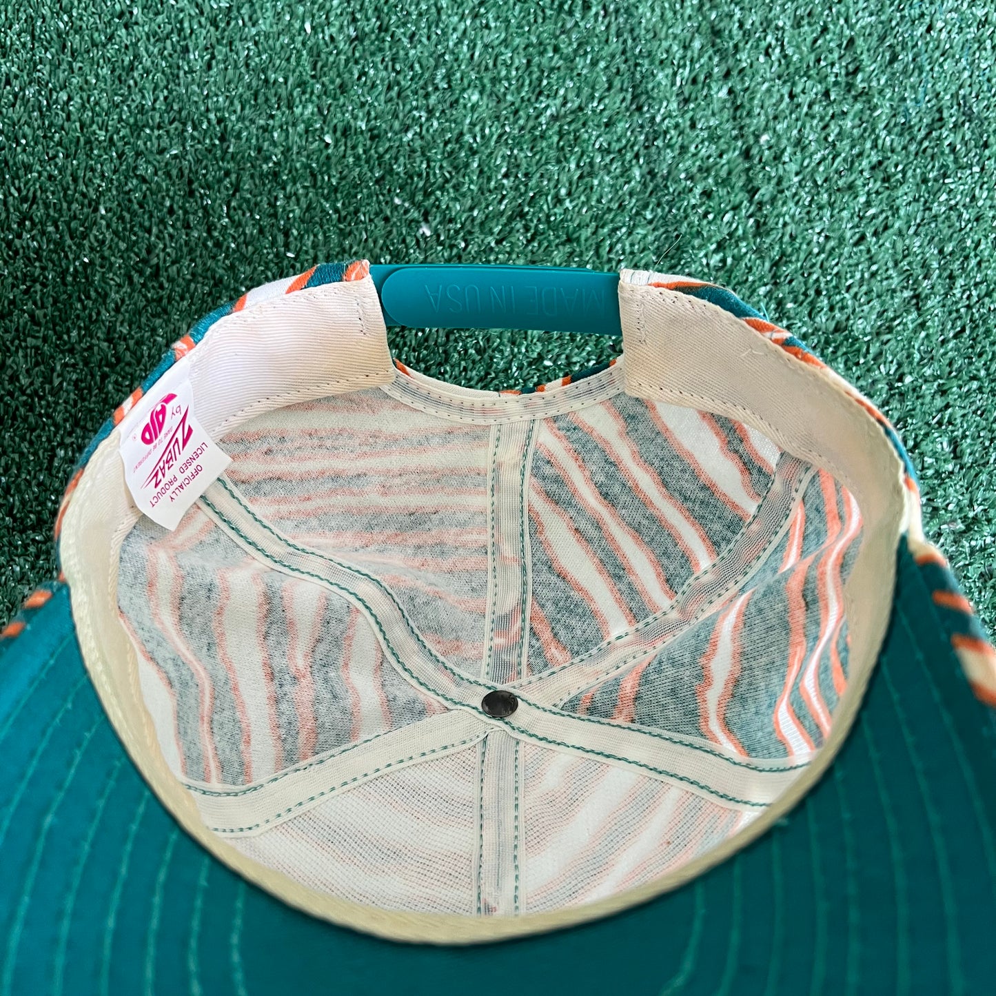 90s Zubaz Zebra Striped NFL Miami Dolphins Snapback Hat USA