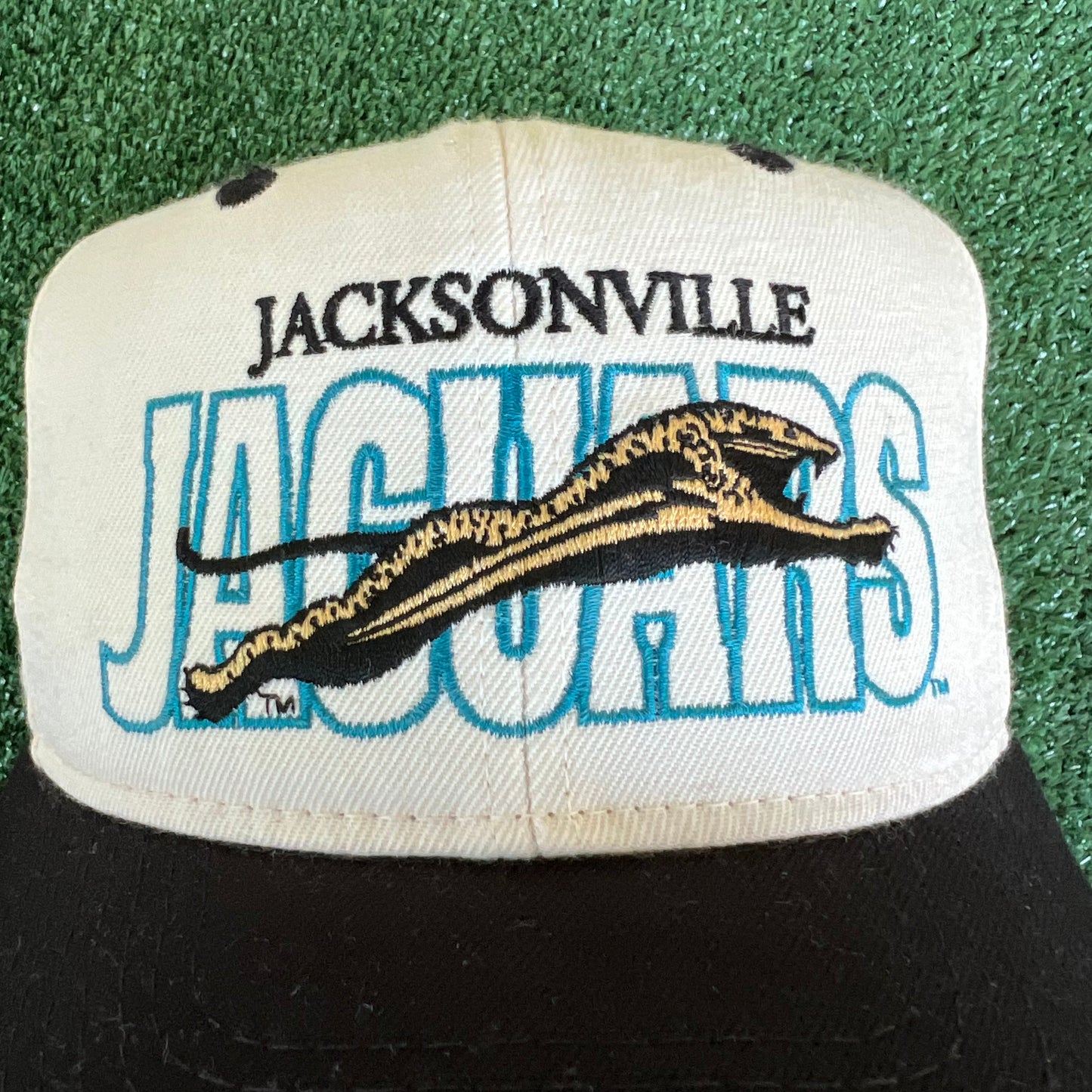 90s NFL Jacksonville Jaguars Banned Logo White Dome Snapback Hat